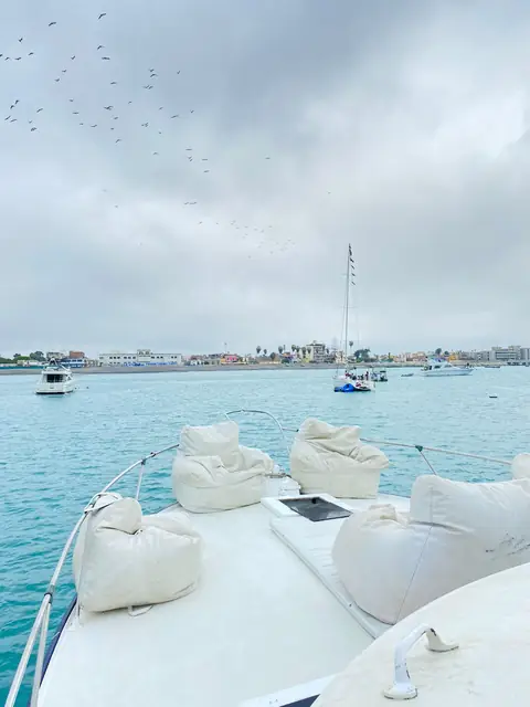 Vista desde la proa del yate Delphis